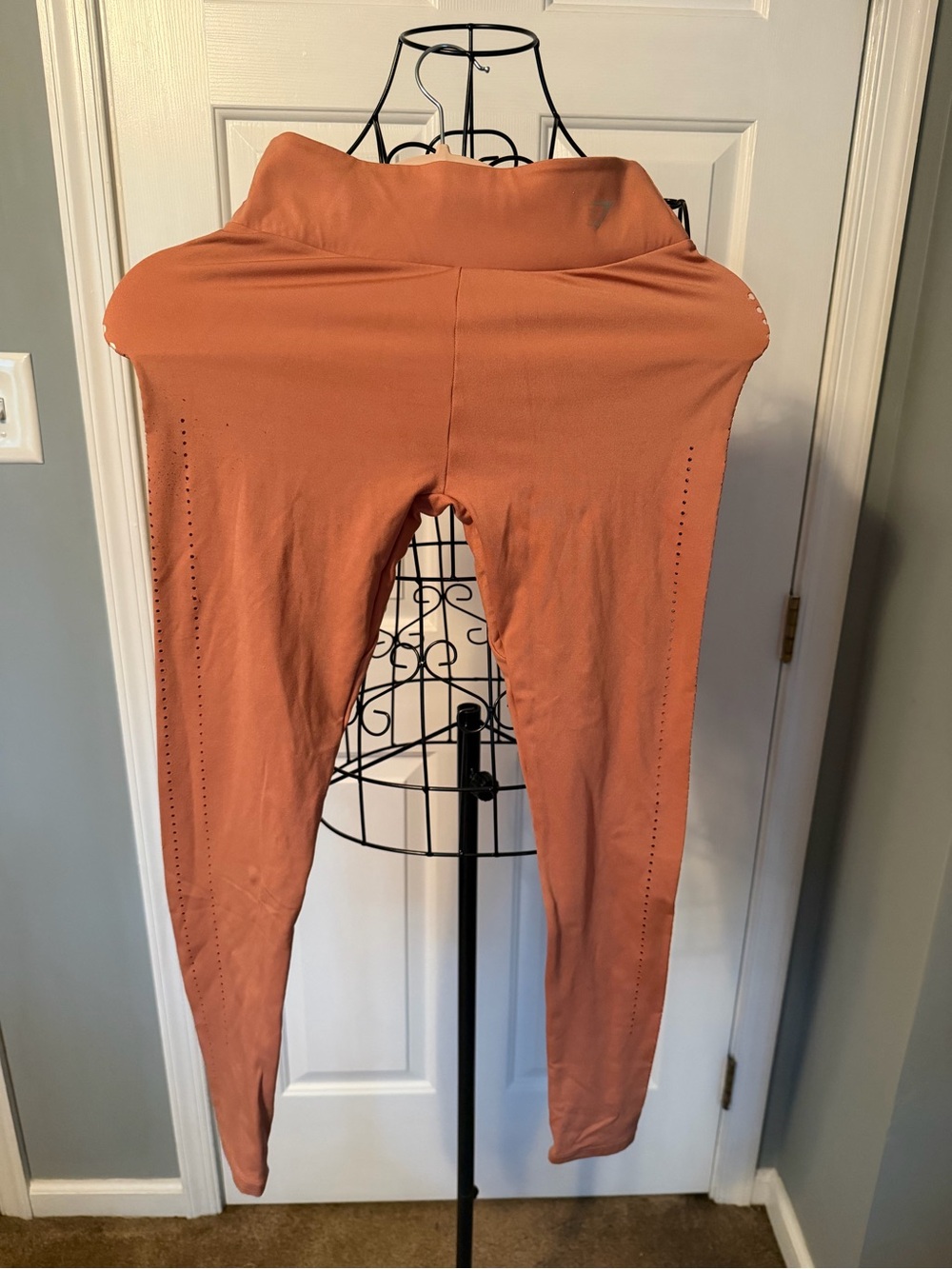 Gymshark Women's Energy Plus Eyelet Seamless Workout Leggings Rust Peach Small